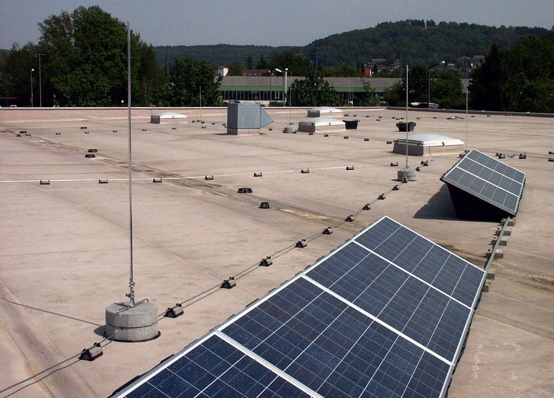 Jímací soustava na ploché střeše Jímače pro ochranu