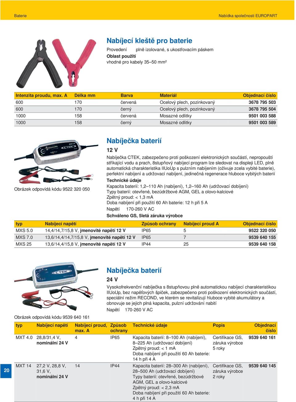 Mosazné odlitky 9501 003 589 Obrázek odpovídá kódu 9522 320 050 Nabíječka baterií 12 V Nabíječka CTEK, zabezpečeno proti poškození elektronických součástí, nepropouští stříkající vodu a prach,