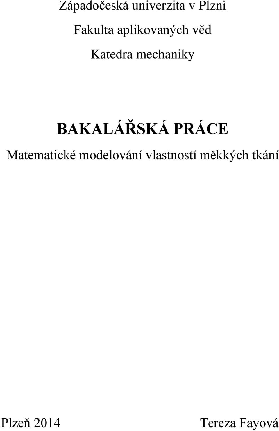 BAKALÁŘSKÁ PRÁCE Matematické modelování