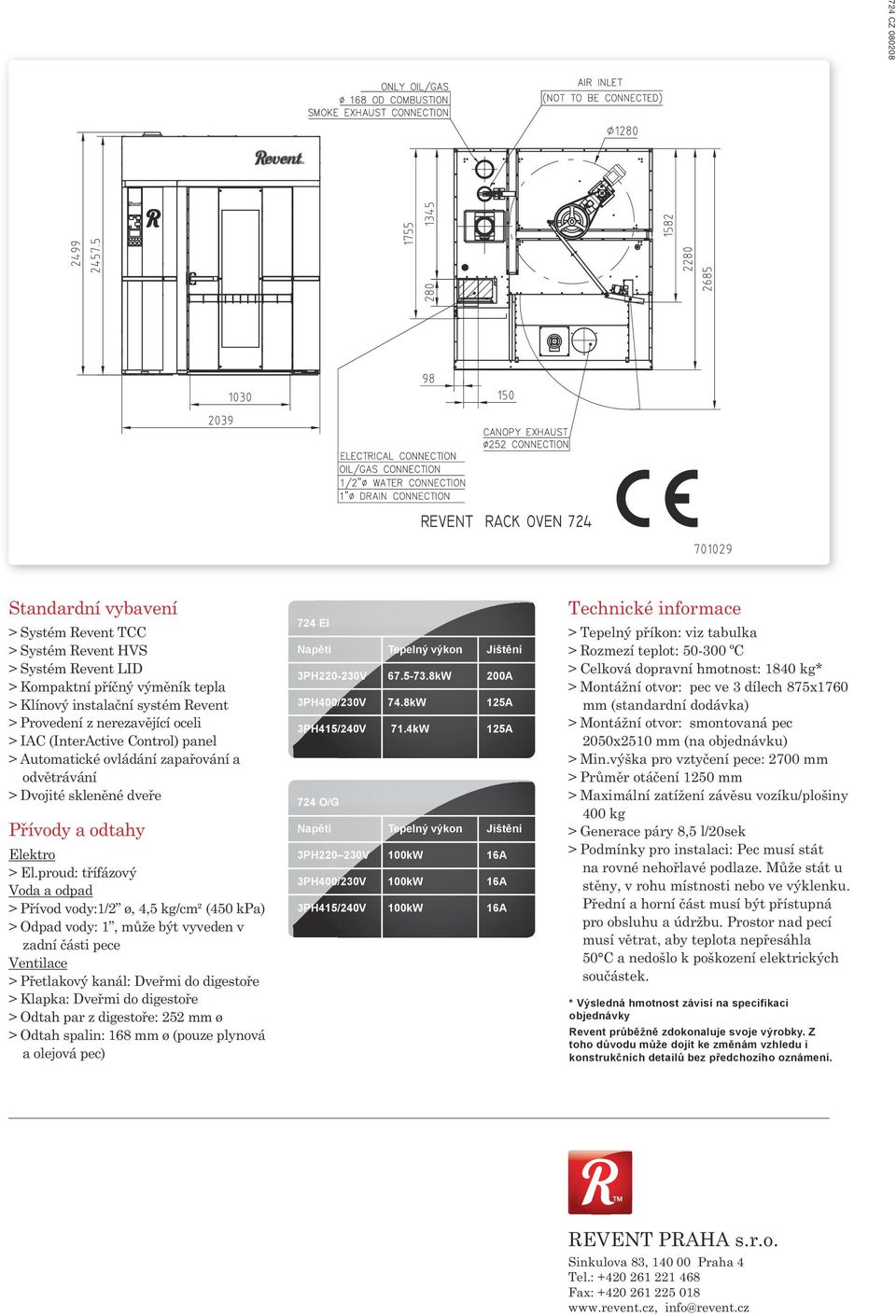 proud: třífázový Voda a odpad > Přívod vody:1/2 ø, 4,5 kg/cm² (450 kpa) > Odpad vody: 1, může být vyveden v zadní části pece Ventilace > Přetlakový kanál: Dveřmi do digestoře > Klapka: Dveřmi do