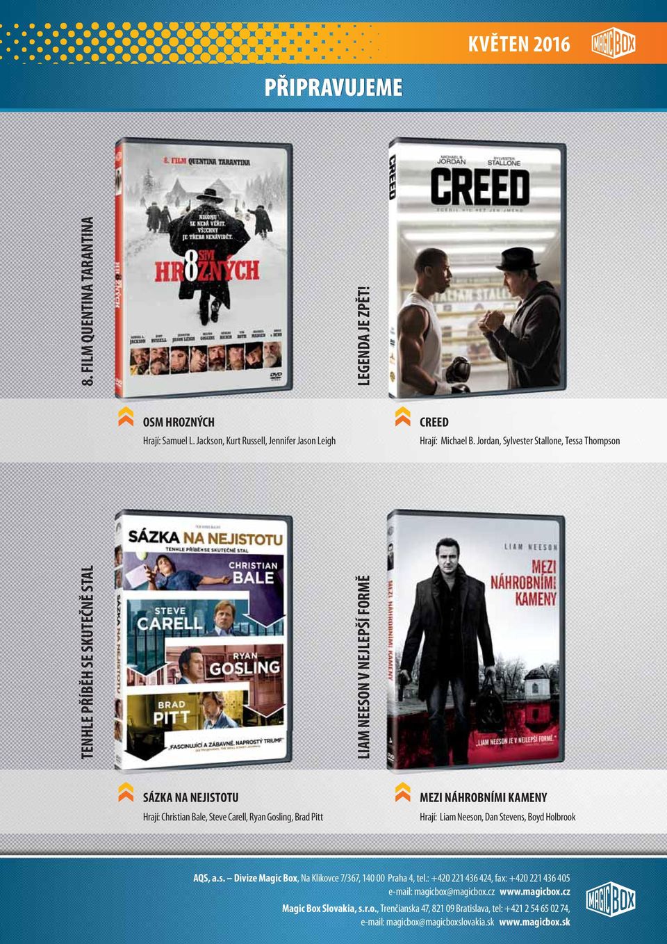 Pitt MEZI NÁHROBNÍMI KAMENY Hrají: Liam Neeson, Dan Stevens, Boyd Holbrook AQS, a.s. Divize Magic Box, Na Klikovce 7/367, 140 00 Praha 4, tel.