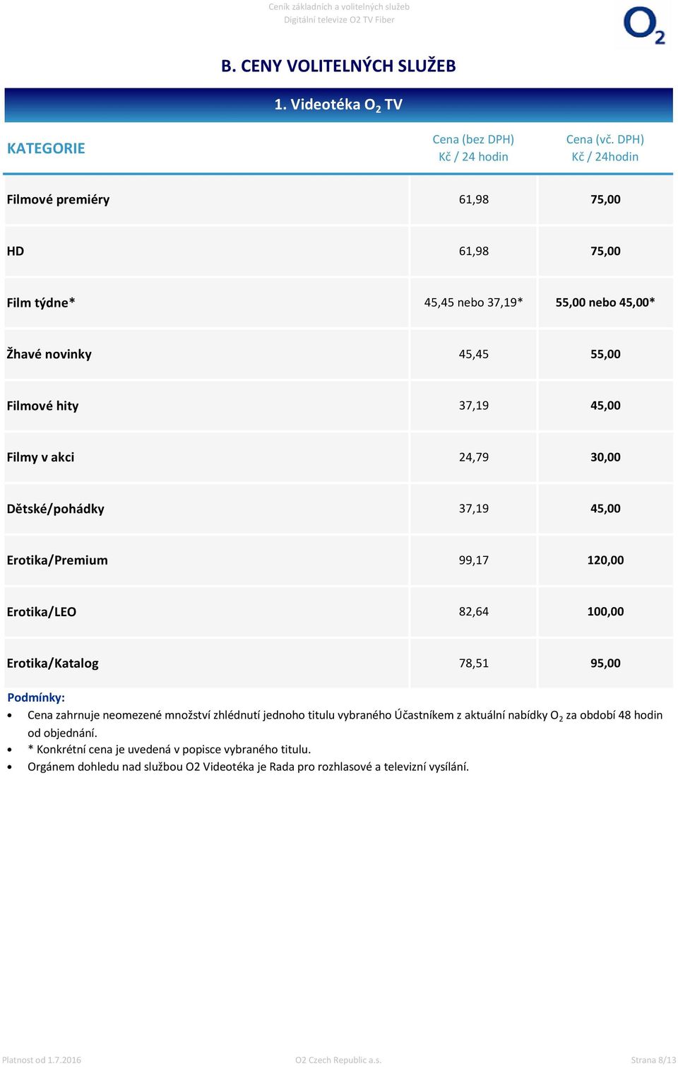 37,19 45,00 Filmy v akci 24,79 30,00 Dětské/pohádky 37,19 45,00 Erotika/Premium 99,17 120,00 Erotika/LEO 82,64 100,00 Erotika/Katalog 78,51 95,00 Cena zahrnuje neomezené