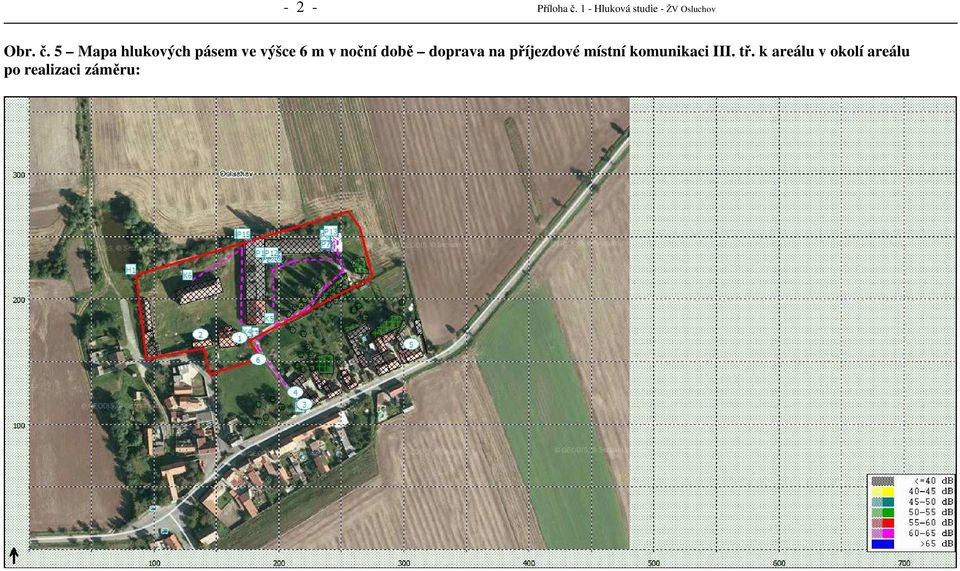 5 Mapa hlukových pásem ve výšce 6 m v noční době