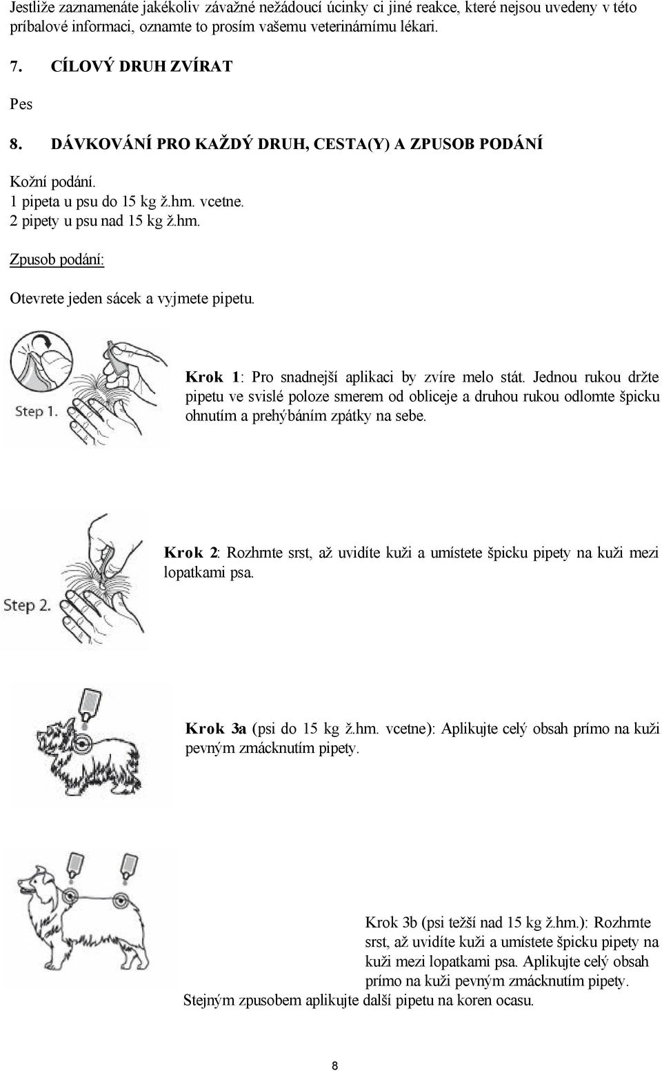 Krok 1: Pro snadnejší aplikaci by zvíre melo stát. Jednou rukou držte pipetu ve svislé poloze smerem od obliceje a druhou rukou odlomte špicku ohnutím a prehýbáním zpátky na sebe.