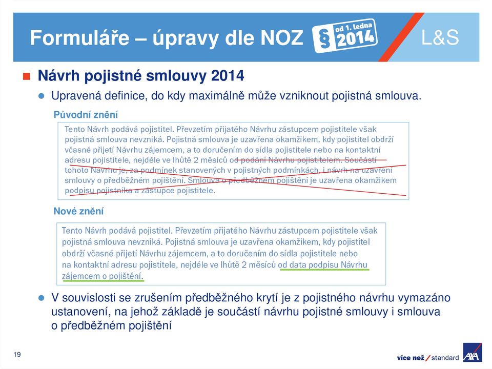 Původní znění Nové znění V souvislosti se zrušením předběžného krytí je z