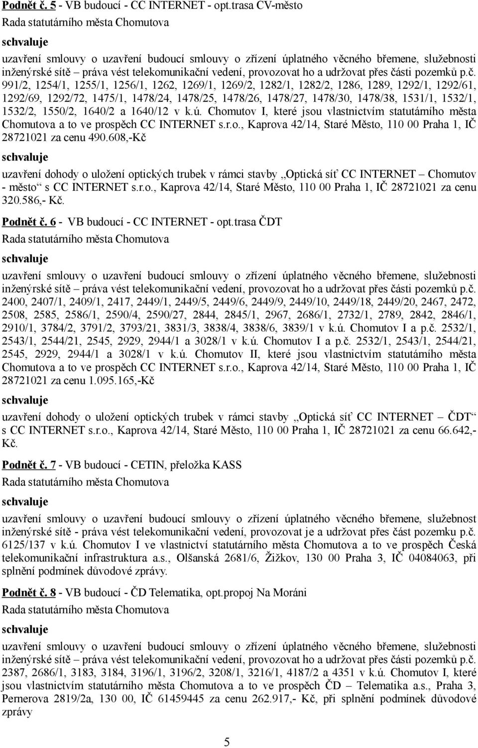 pozemků p.č.