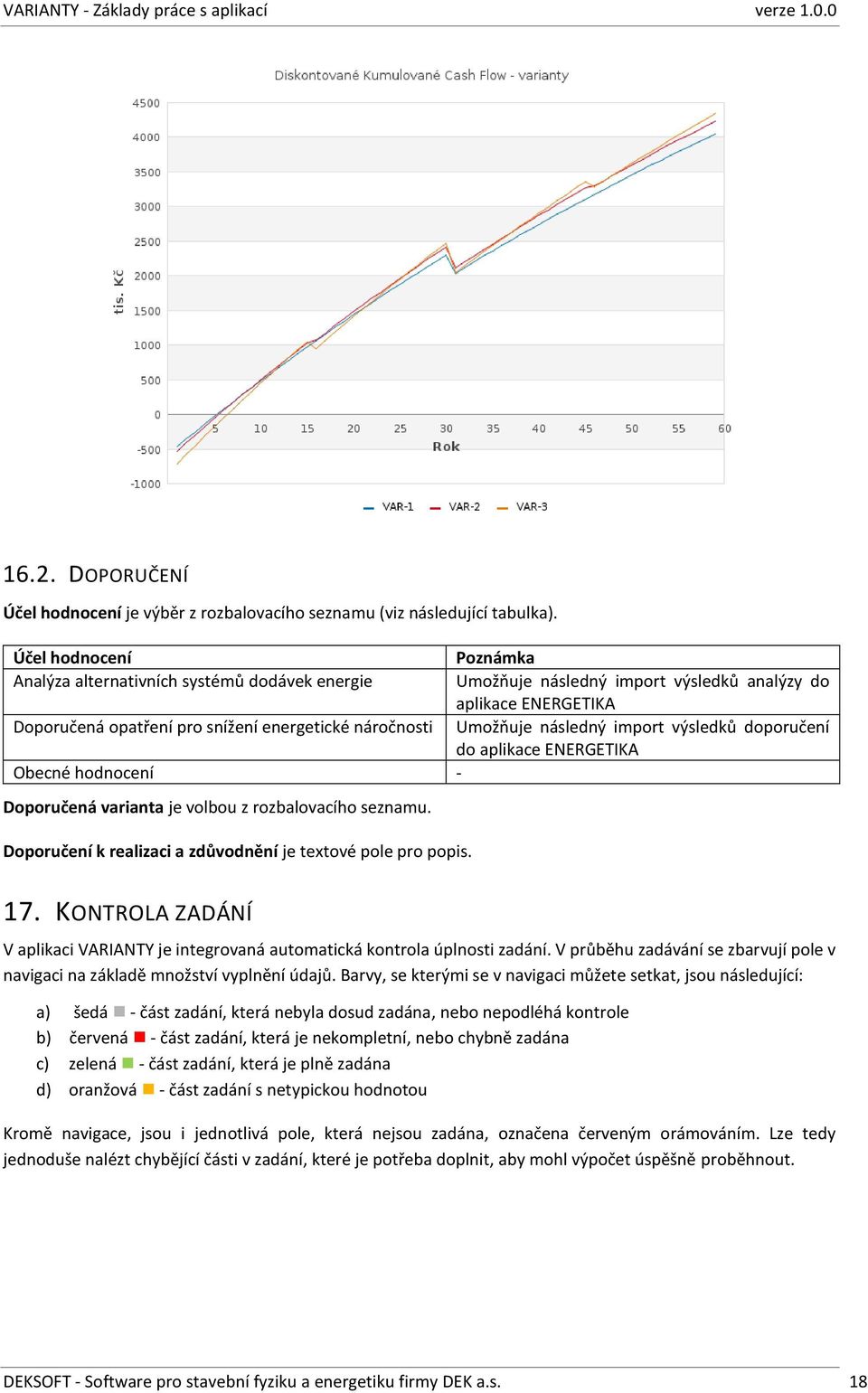 následný import výsledků doporučení do aplikace ENERGETIKA Obecné hodnocení - Doporučená varianta je volbou z rozbalovacího seznamu. Doporučení k realizaci a zdůvodnění je textové pole pro popis. 17.