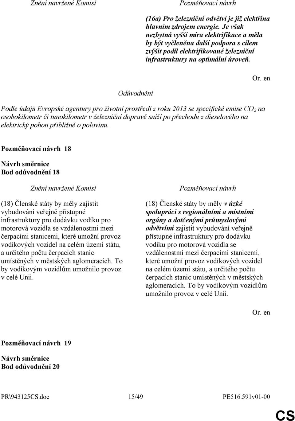 Podle údajů Evropské agentury pro životní prostředí z roku 2013 se specifické emise CO 2 na osobokilometr či tunokilometr v železniční dopravě sníží po přechodu z dieselového na elektrický pohon