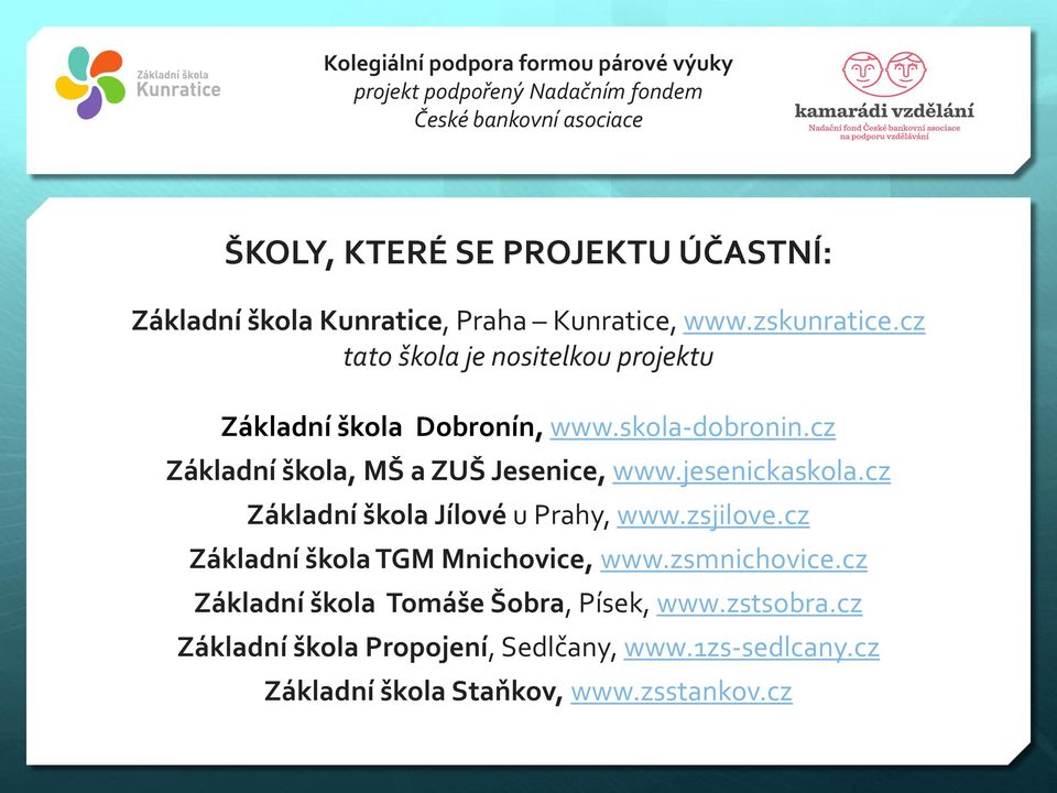 cz Základní škola, MŠ a ZUŠ Jesenice, www.jesenickaskola.cz Základní škola Jílové u Prahy, www.zsjilove.