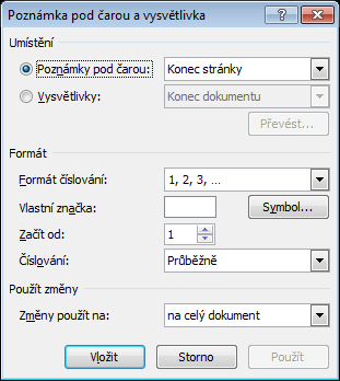 Obsah Pro vložení automatického obsahu na zvoleném místě se přesuneme v dokumentu na místo, kam hodláme obsah vložit. Přepneme na kartu Reference.