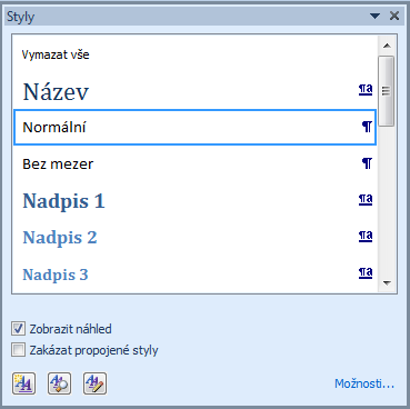 hodnot, nebo můžeme volit vlastní. Například pokud tiskneme na poštovní obálky apod. Většina hodnot se dá nastavit jak pro celý dokument, tak i pro jednotlivé (aktuální stránky).