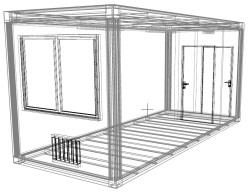 C3L - Obytné kontejnery C3L 99 1ks 1200 x 1200 mm, plast, OS, dvojsklo ditherm, bez rolety 3ks vnitřní zásuvky 220V není 107.