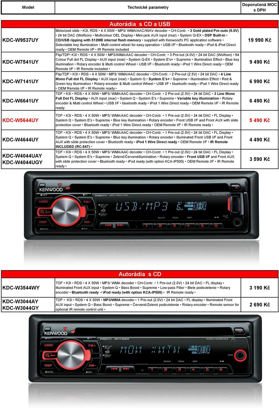 0V) 24 bit DAC (Wolfson) Multicolour OEL Display Mini-jack AUX input (rear) System Q-EX DSP Built-in CD/USB ripping with 512MB internal flash memory supplied with Kenwood's PC application software