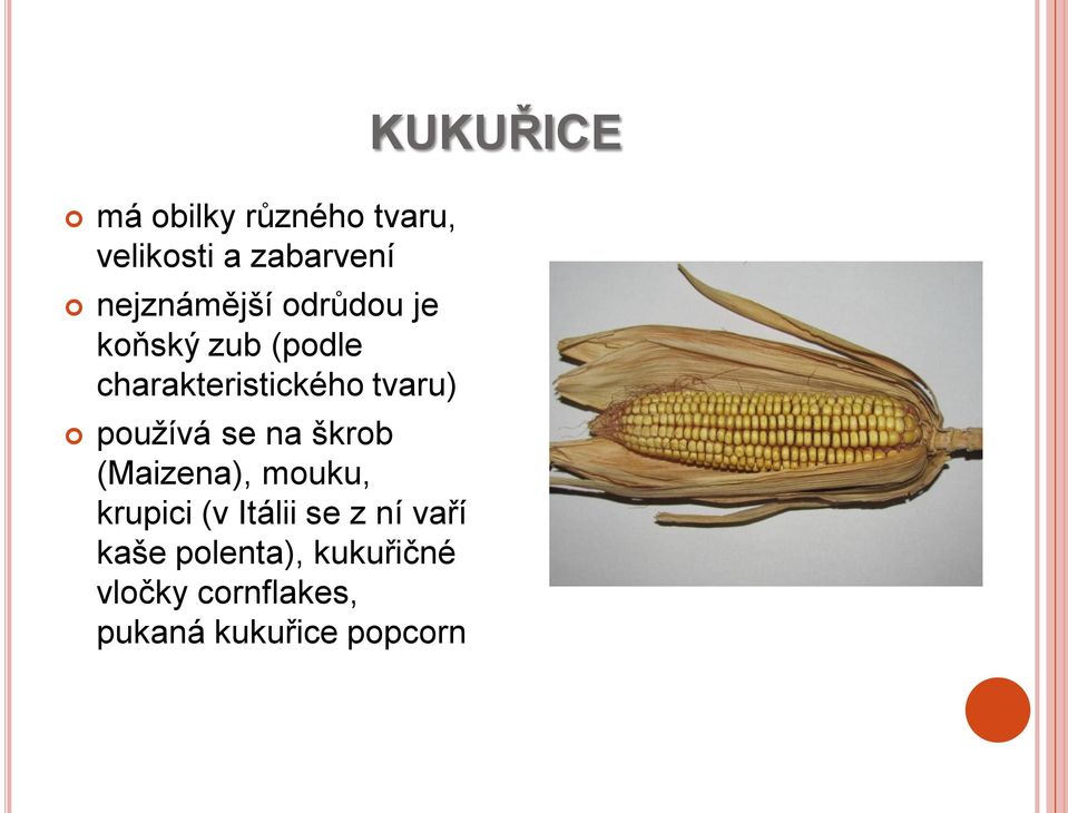 se na škrob (Maizena), mouku, krupici (v Itálii se z ní vaří