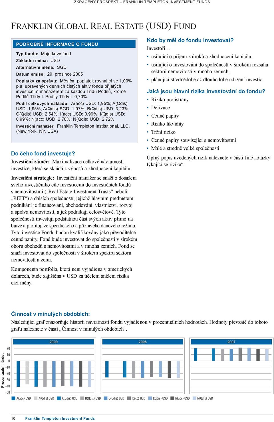 podíl celkových nákladů: A(acc) USd: 1,95%; A(Qdis) USd: 1,95%; A(Qdis) SGd: 1,97%; B(Qdis) USd: 3,23%; C(Qdis) USd: 2,54%; I(acc) USd: 0,99%; I(Qdis) USd: 0,99%; N(acc) USd: 2,70%; N(Qdis) USd: