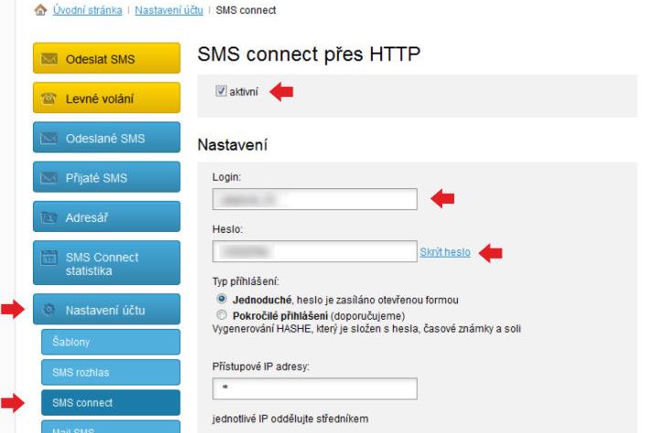 Přihlašovací jméno do služby SMS connect na smsbrana.cz 