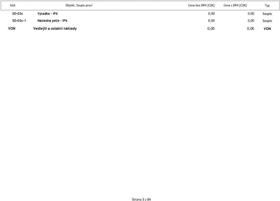 SO-03c-1 Následná péče - IP6 0,00 0,00 Soupis VON