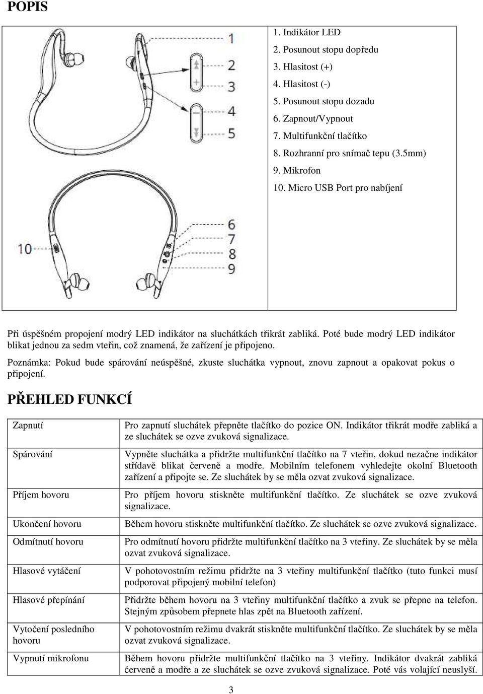 Poté bude modrý LED indikátor blikat jednou za sedm vteřin, což znamená, že zařízení je připojeno.