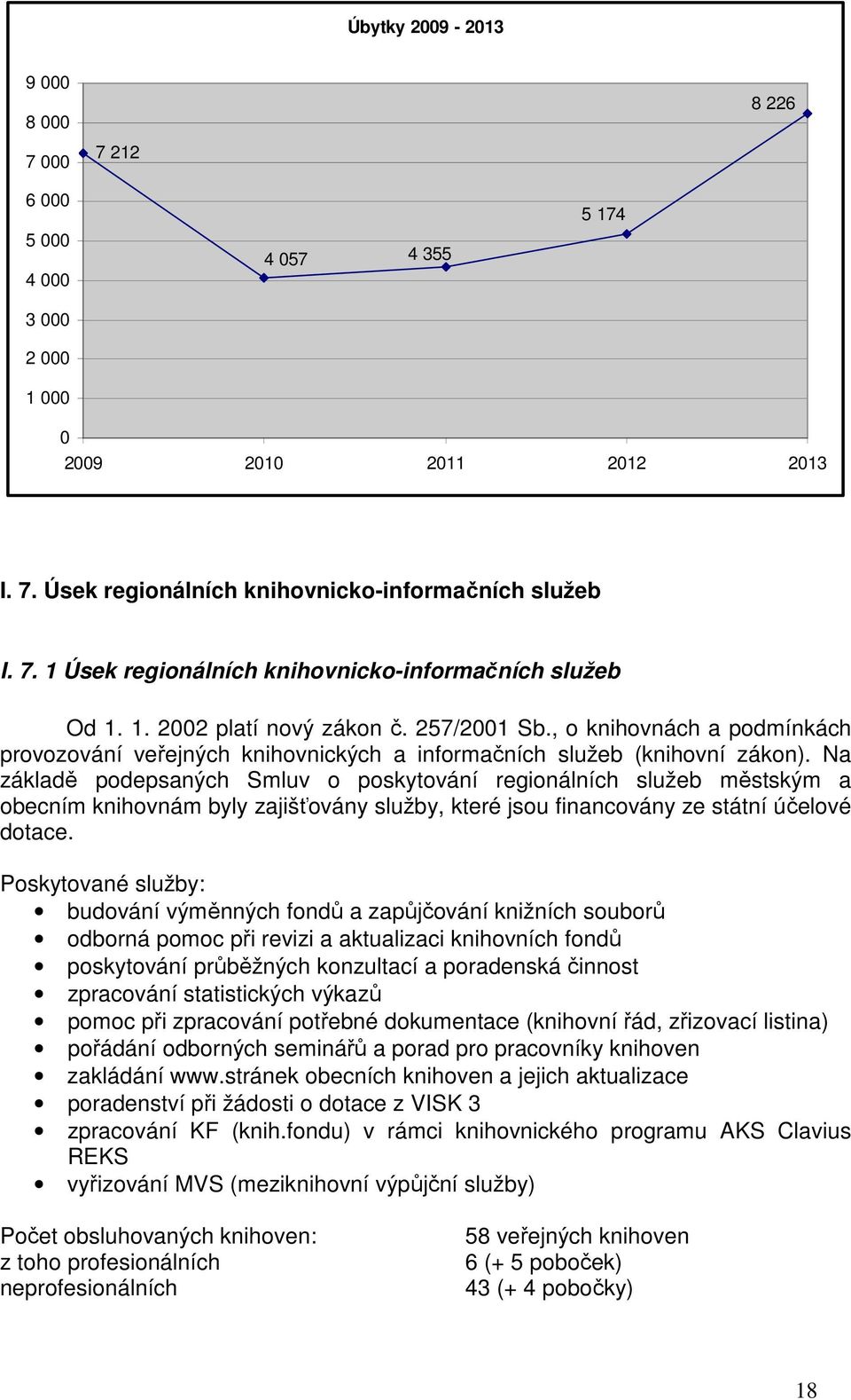 Na základě podepsaných Smluv o poskytování regionálních služeb městským a obecním knihovnám byly zajišťovány služby, které jsou financovány ze státní účelové dotace.