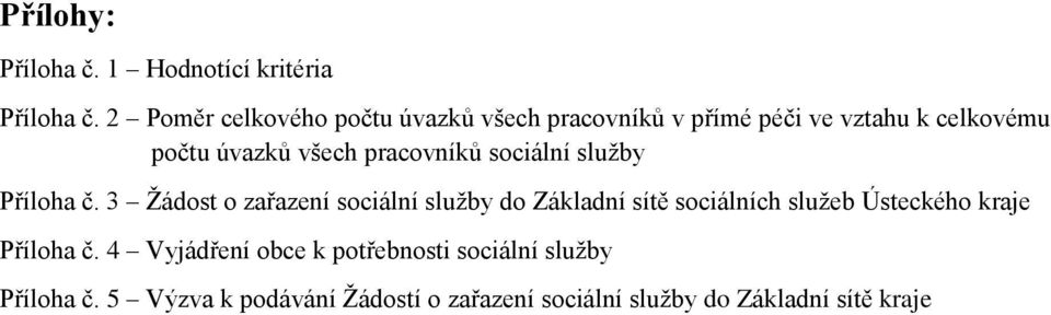 pracovníků sociální služby Příloha č.