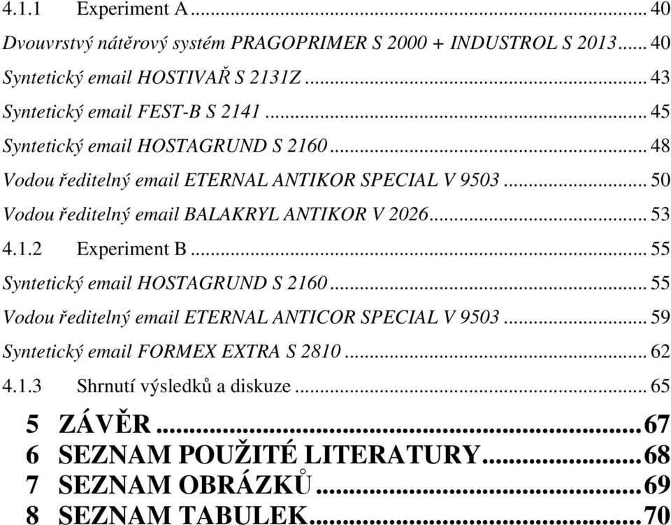 .. 50 Vodou ředitelný email BALAKRYL ANTIKOR V 2026... 53 4.1.2 Experiment B... 55 Syntetický email HOSTAGRUND S 2160.