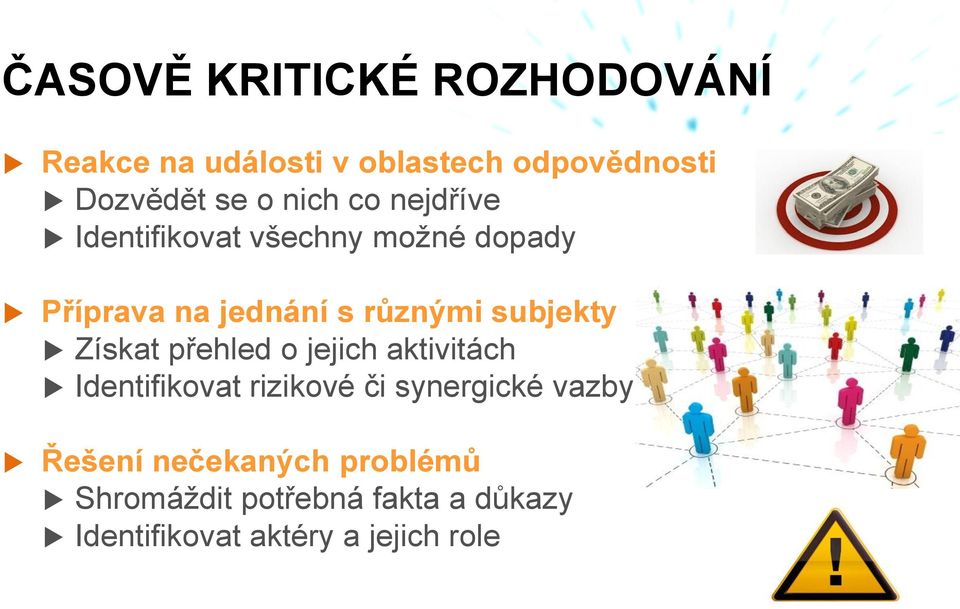 subjekty Získat přehled o jejich aktivitách Identifikovat rizikové či synergické vazby