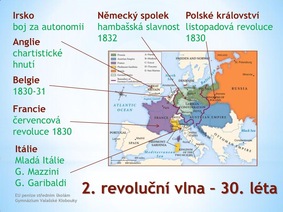 království listopadová revoluce 1830 Itálie Mladá Itálie G. Mazzini G.