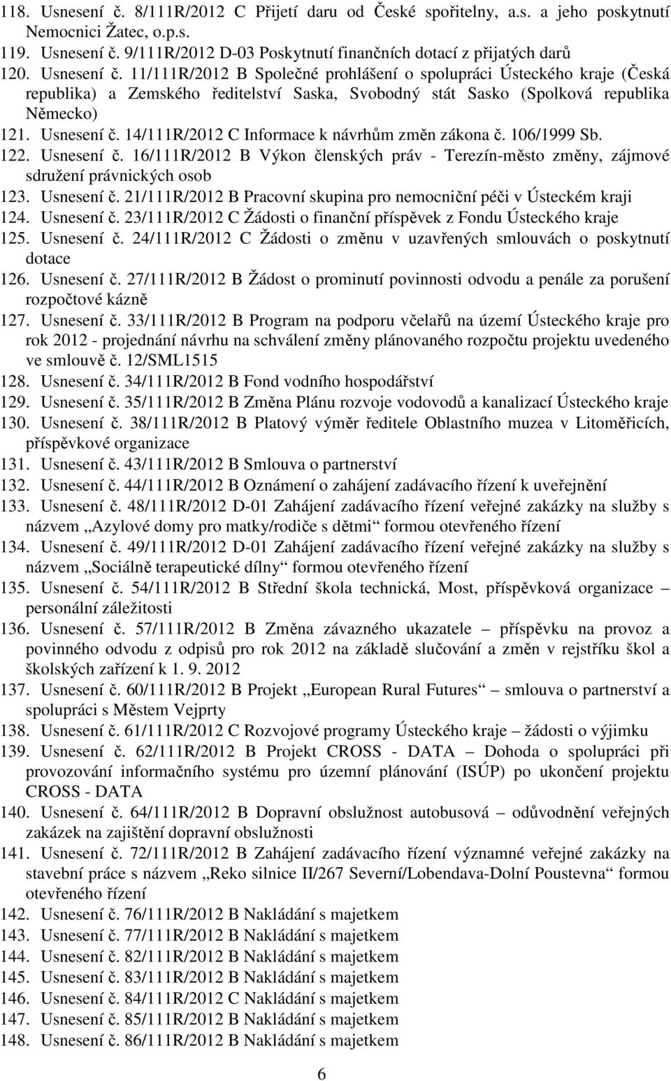 Usnesení č. /R/ C Žádosti o finanční příspěvek z Fondu Ústeckého kraje. Usnesení č. /R/ C Žádosti o změnu v uzavřených smlouvách o poskytnutí dotace. Usnesení č. /R/ B Žádost o prominutí povinnosti odvodu a penále za porušení rozpočtové kázně.