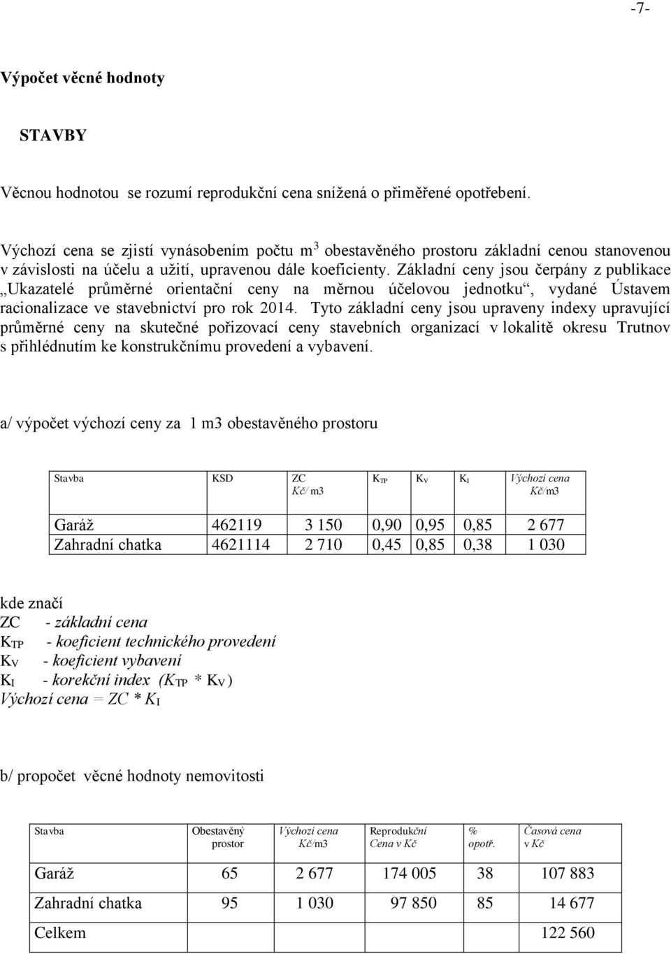 Základní ceny jsou čerpány z publikace Ukazatelé průměrné orientační ceny na měrnou účelovou jednotku, vydané Ústavem racionalizace ve stavebnictví pro rok 2014.