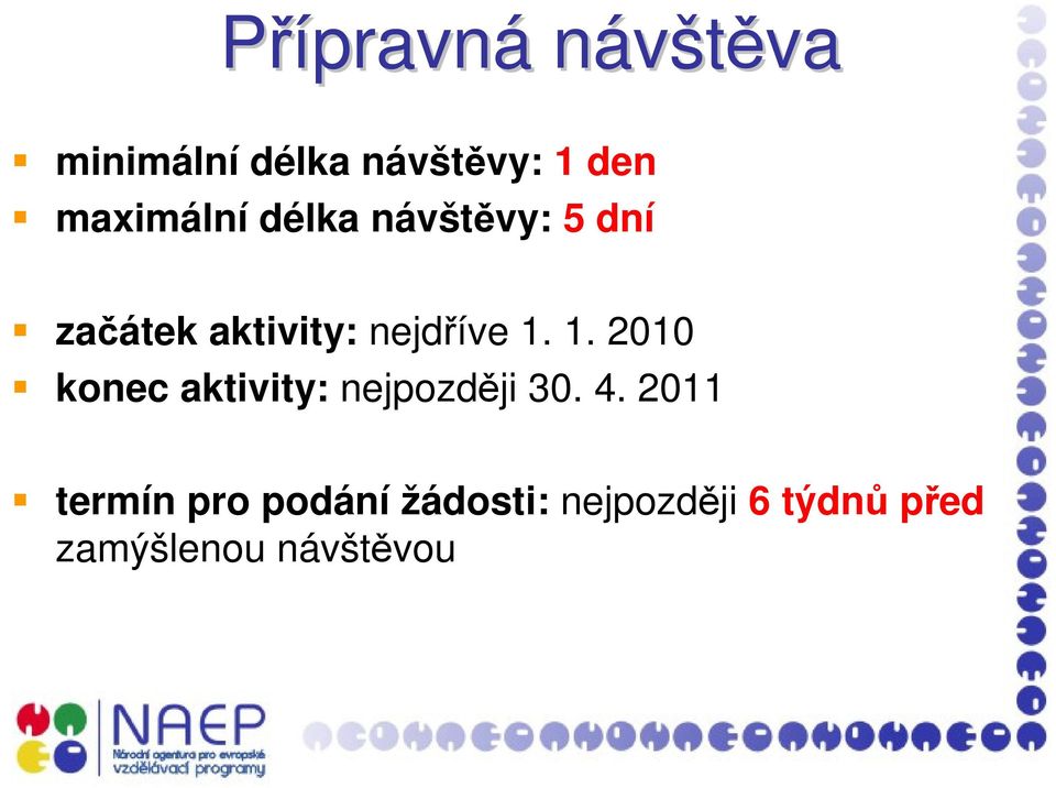 1. 1. 2010 konec aktivity: nejpozději 30. 4.