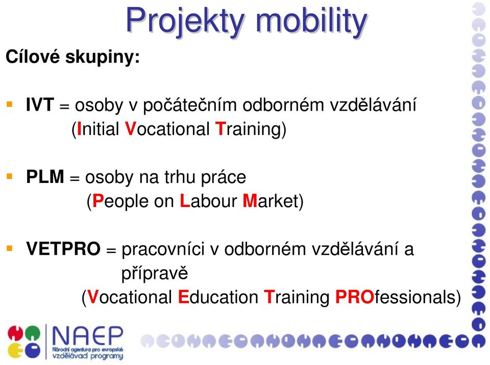 trhu práce (People on Labour Market) VETPRO = pracovníci v