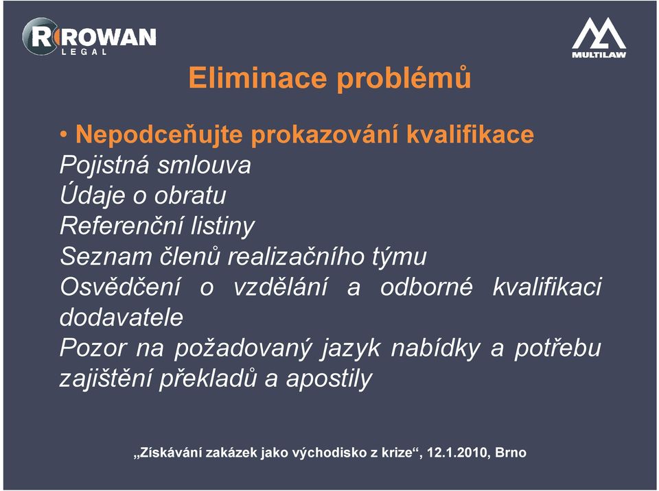 realizačního týmu Osvědčení o vzdělání a odborné kvalifikaci