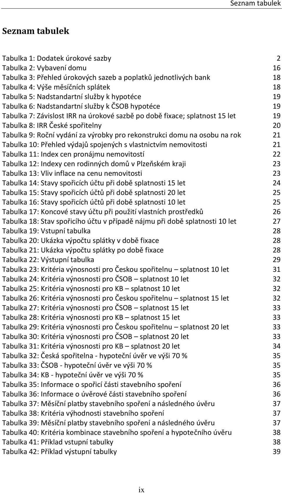 spořitelny 20 Tabulka 9: Roční vydání za výrobky pro rekonstrukci domu na osobu na rok 21 Tabulka 10: Přehled výdajů spojených s vlastnictvím nemovitosti 21 Tabulka 11: Index cen pronájmu nemovitostí