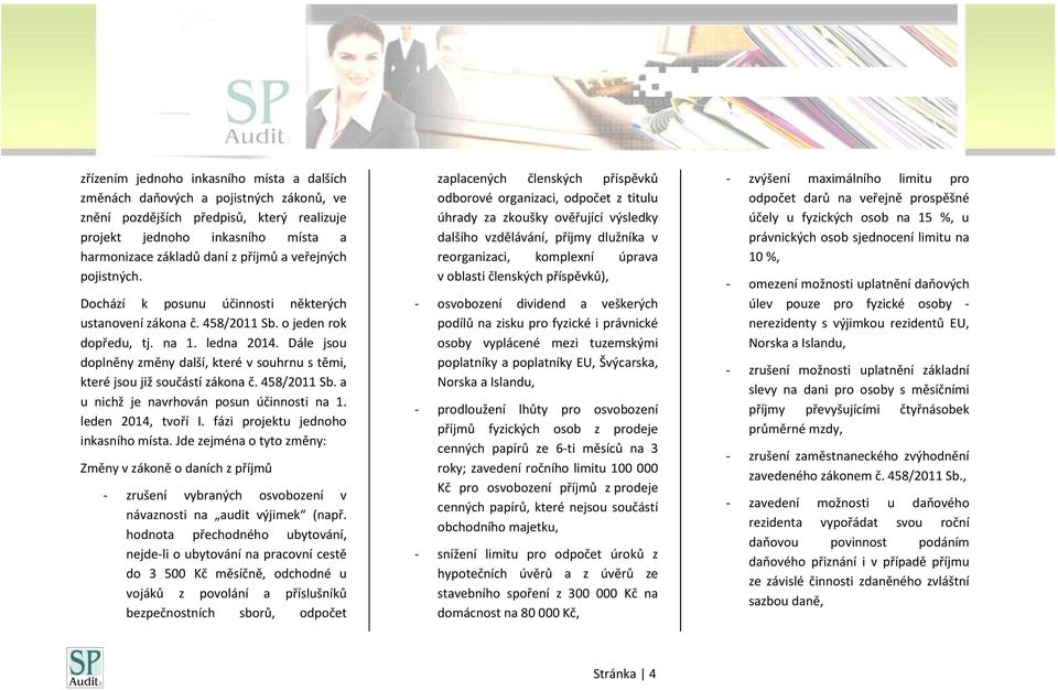 Dále jsou doplněny změny další, které v souhrnu s těmi, které jsou již součástí zákona č. 458/2011 Sb. a u nichž je navrhován posun účinnosti na 1. leden 2014, tvoří I.