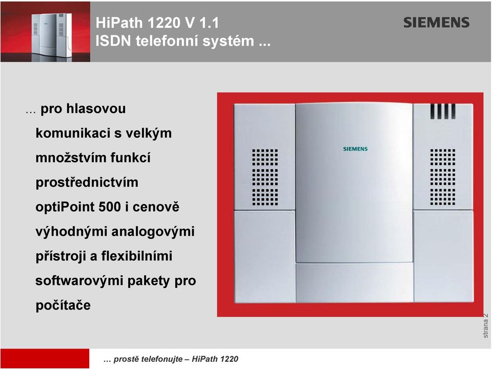 funkcí prostřednictvím optipoint 500 i cenově