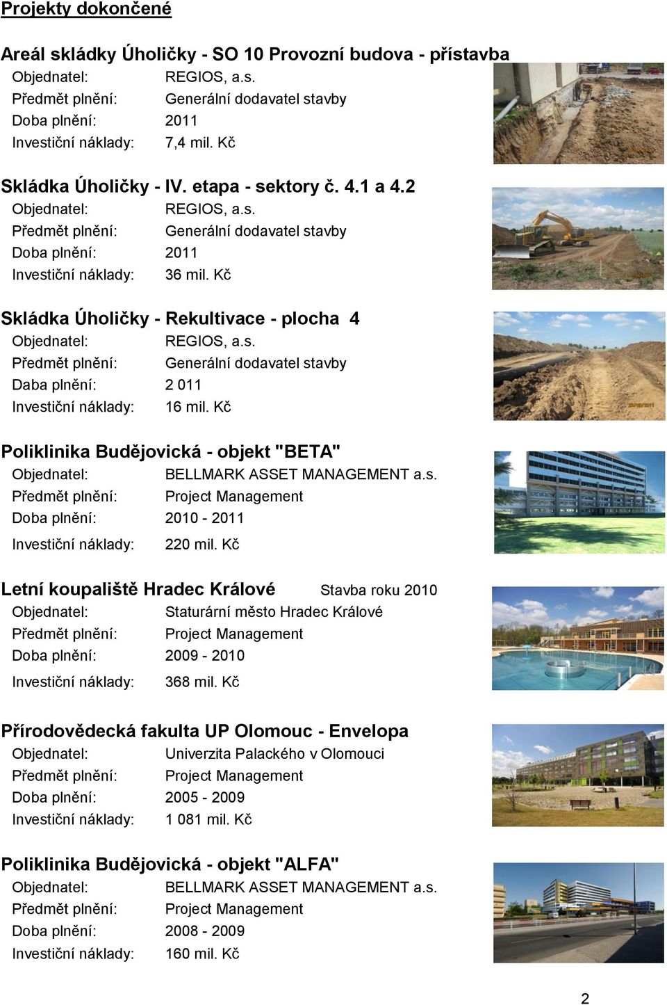 Kč Poliklinika Budějovická - objekt "BETA" BELLMARK ASSET MANAGEMENT a.s. 2010-2011 220 mil.