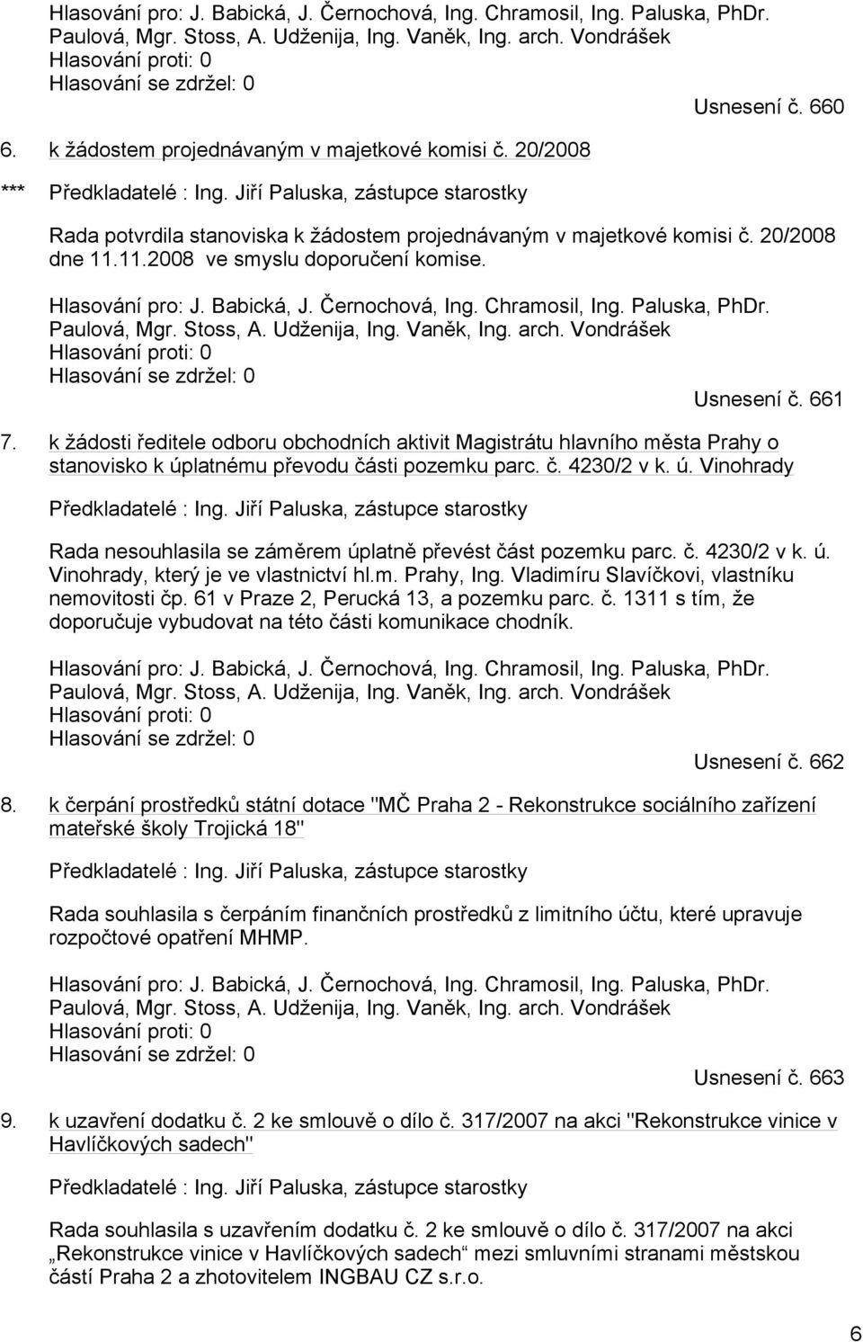 20/2008 dne 11.11.2008 ve smyslu doporučení komise.  661 7. k žádosti ředitele odboru obchodních aktivit Magistrátu hlavního města Prahy o stanovisko k úplatnému převodu části pozemku parc. č. 4230/2 v k.