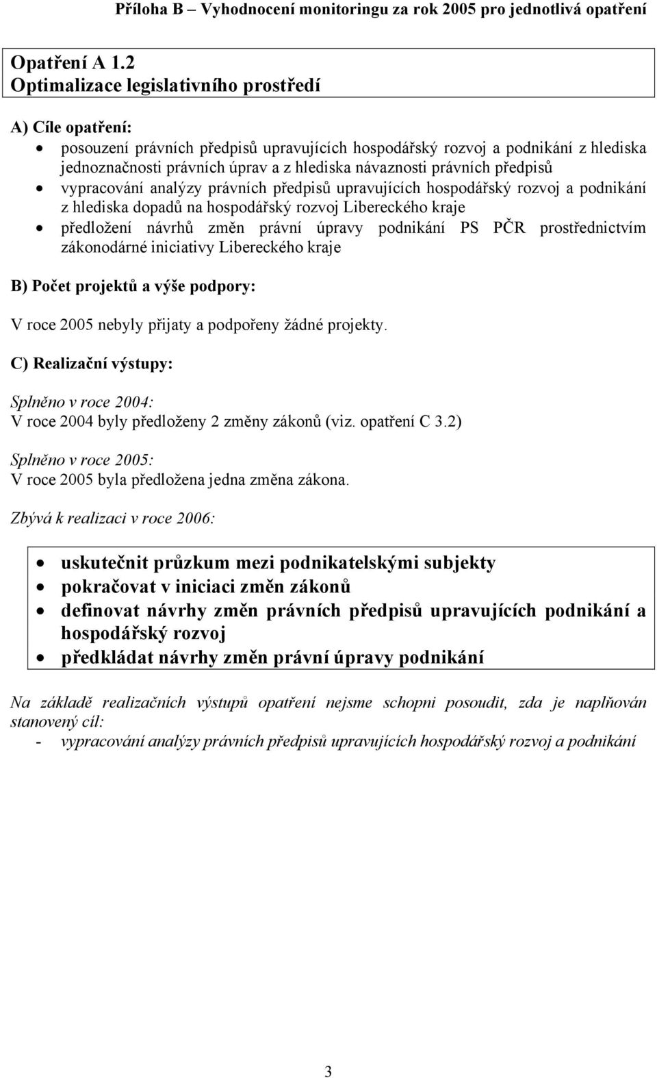 vypracování analýzy právních předpisů upravujících hospodářský rozvoj a podnikání z hlediska dopadů na hospodářský rozvoj Libereckého kraje předložení návrhů změn právní úpravy podnikání PS PČR