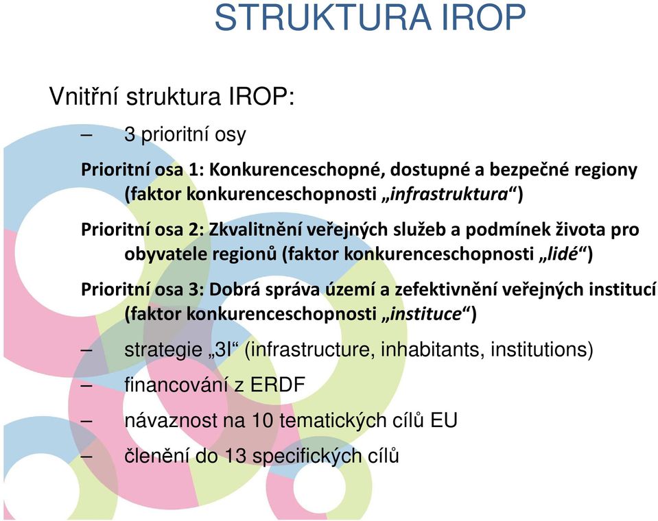 konkurenceschopnosti lidé ) Prioritní osa 3: Dobrá správa území a zefektivnění veřejných institucí (faktor konkurenceschopnosti