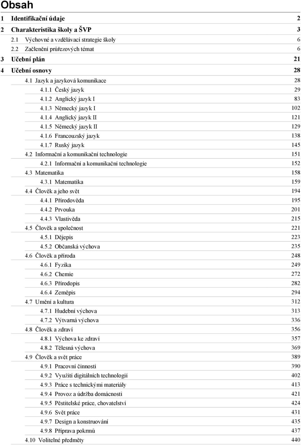 1.6 Francouzský jazyk 138 4.1.7 Ruský jazyk 145 4.2 Informační a komunikační technologie 151 4.2.1 Informační a komunikační technologie 152 4.3 Matematika 158 4.3.1 Matematika 159 4.