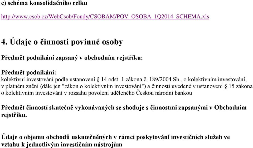 , o kolektivním investování, v platném znění (dále jen "zákon o kolektivním investování") a činnosti uvedené v ustanovení 15 zákona o kolektivním investování v rozsahu