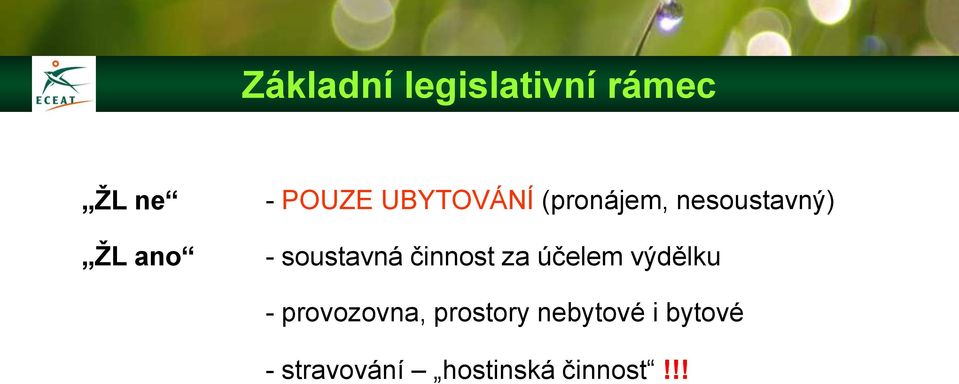 činnost za účelem výdělku - provozovna, prostory