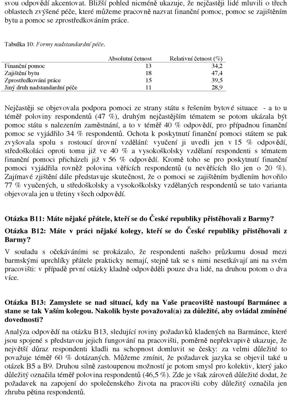 Absolutní "etnost Relativní "etnost (%) Finan"ní pomoc 13 34,2 Zaji"t#ní bytu 18 47,4 Zprost!edkování práce 15 39,5 Jin!