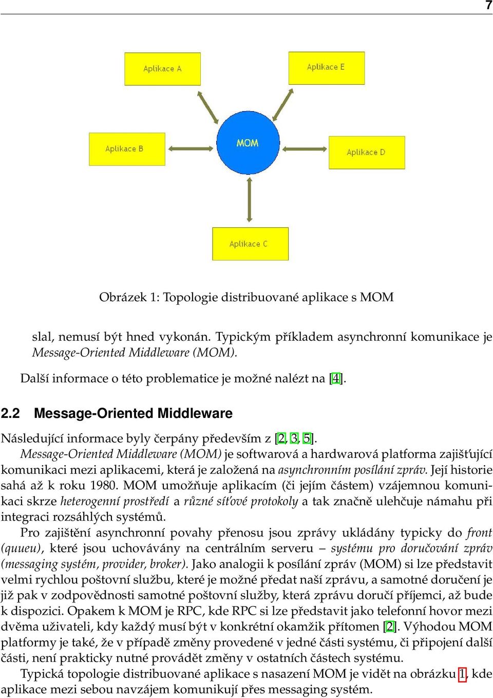 Message-Oriented Middleware (MOM) je softwarová a hardwarová platforma zajišt ující komunikaci mezi aplikacemi, která je založená na asynchronním posílání zpráv. Její historie sahá až k roku 1980.