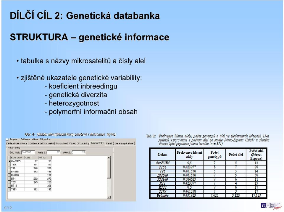 ukazatele genetické variability: - koeficient inbreedingu -