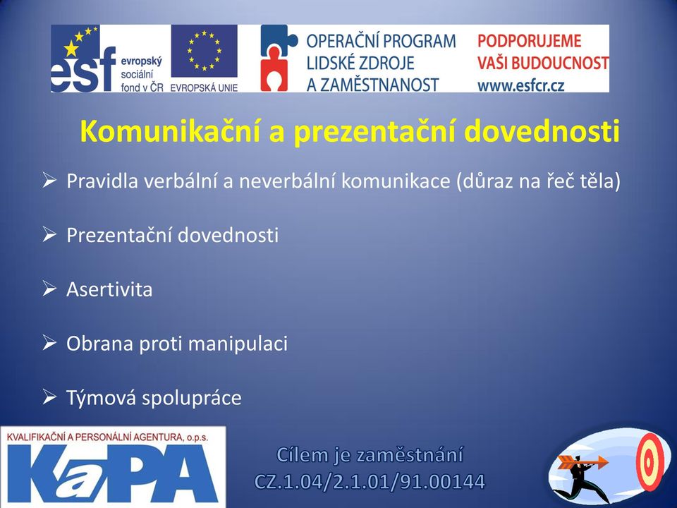 (důraz na řeč těla) Prezentační dovednosti