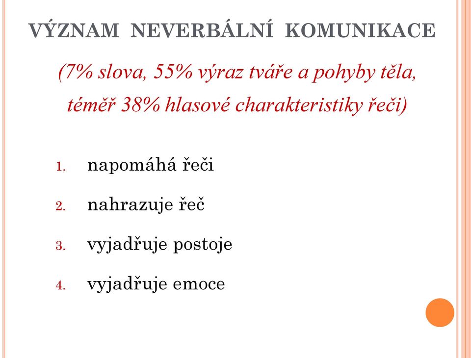 charakteristiky řeči) 1. napomáhá řeči 2.