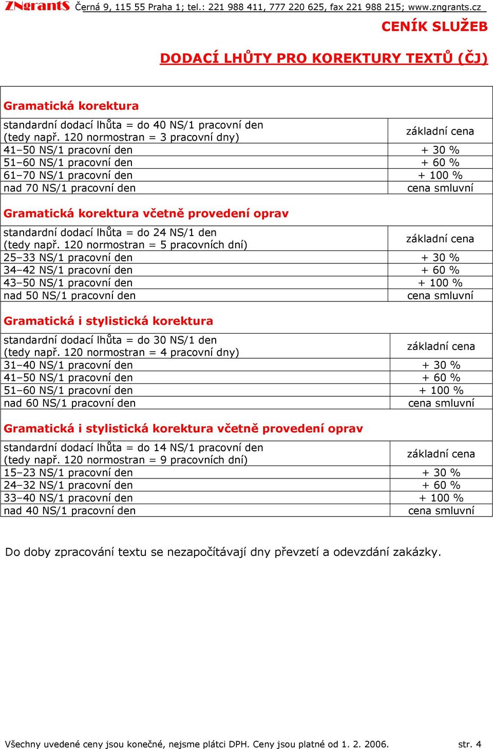 prvedení prav standardní ddací lhůta = d 24 NS/1 den (tedy např.