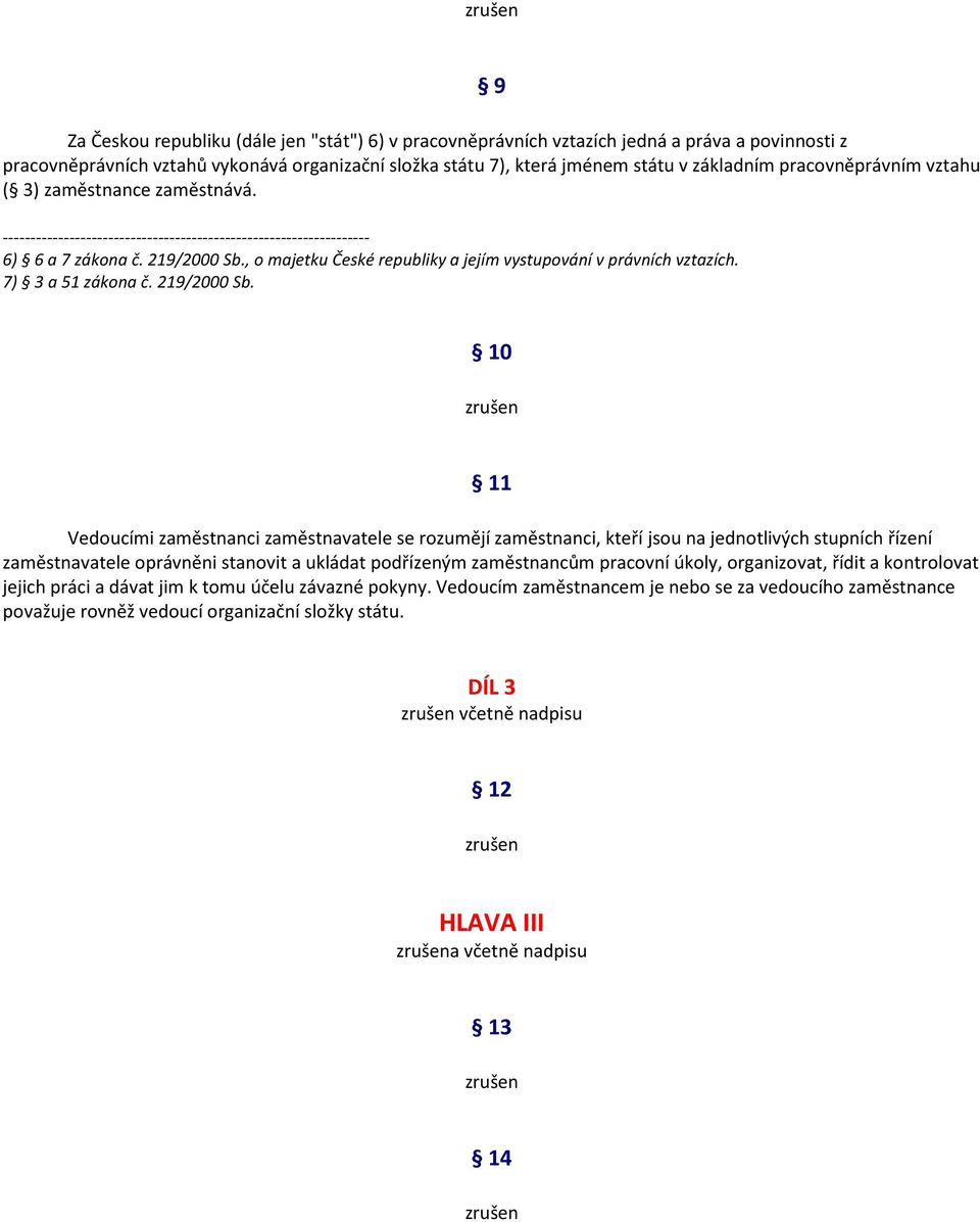 , o majetku České republiky a jejím vystupování v právních vztazích. 7) 3 a 51 zákona č. 219/2000 Sb.