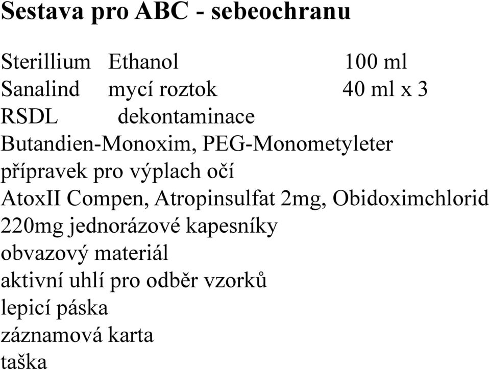 očí AtoxII Compen, Atropinsulfat 2mg, Obidoximchlorid 220mg jednorázové kapesníky